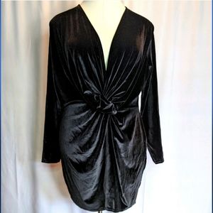 Booho Cassie Velvet Plunge Knot Bodycon Dress